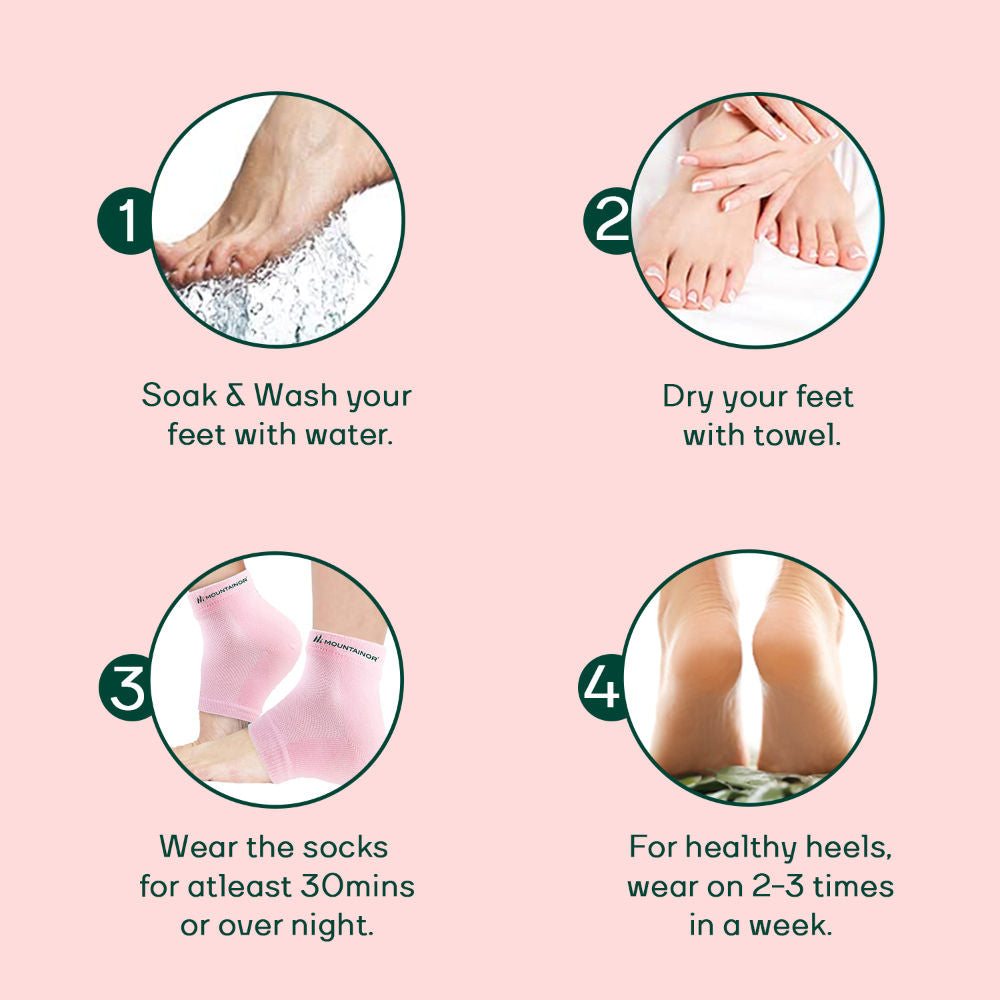 Silicone Gel Heel Socks For Dry Hard Cracked Heel Repair Pad - Pink, Blue & Grey