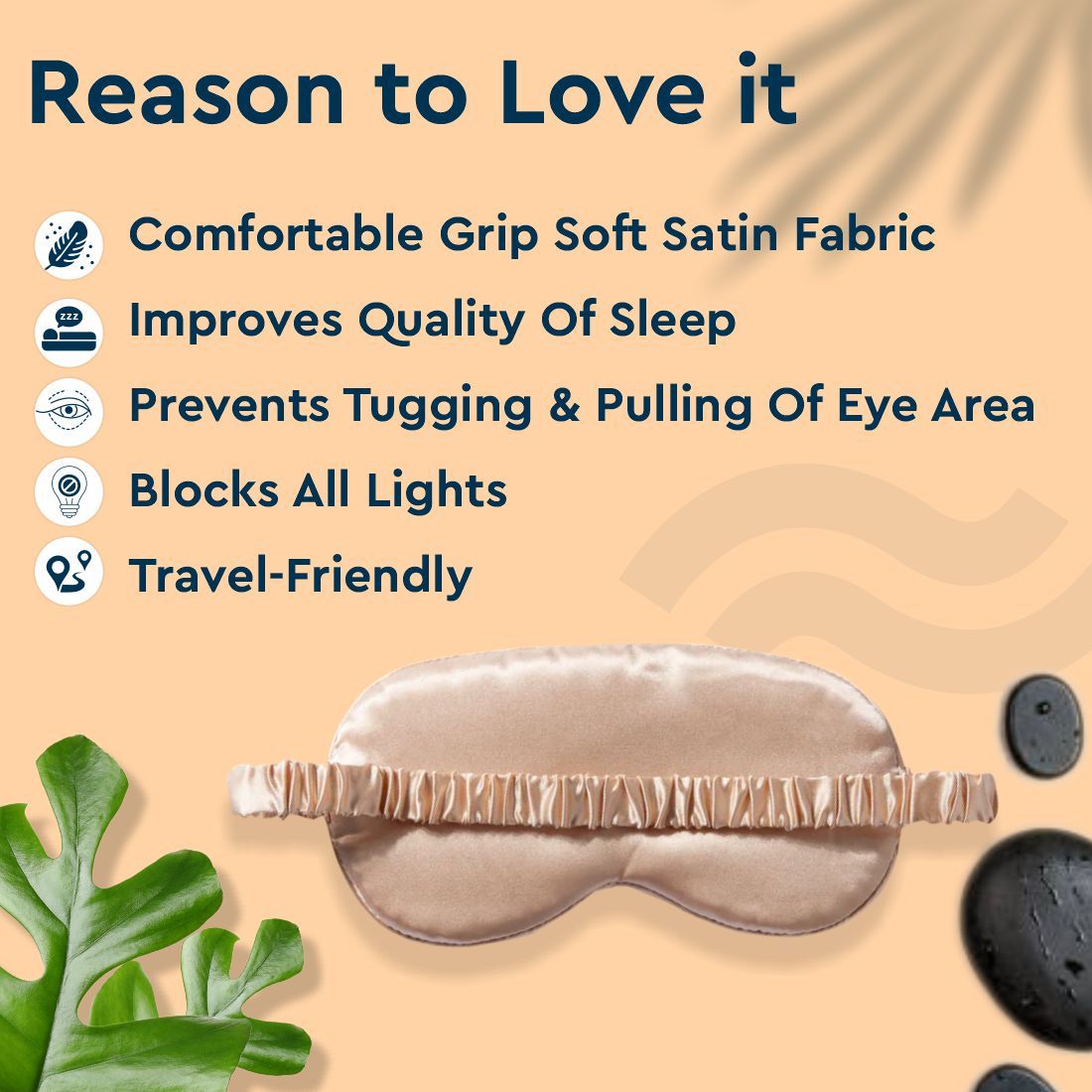 Satin Eye Mask Golden Beige
