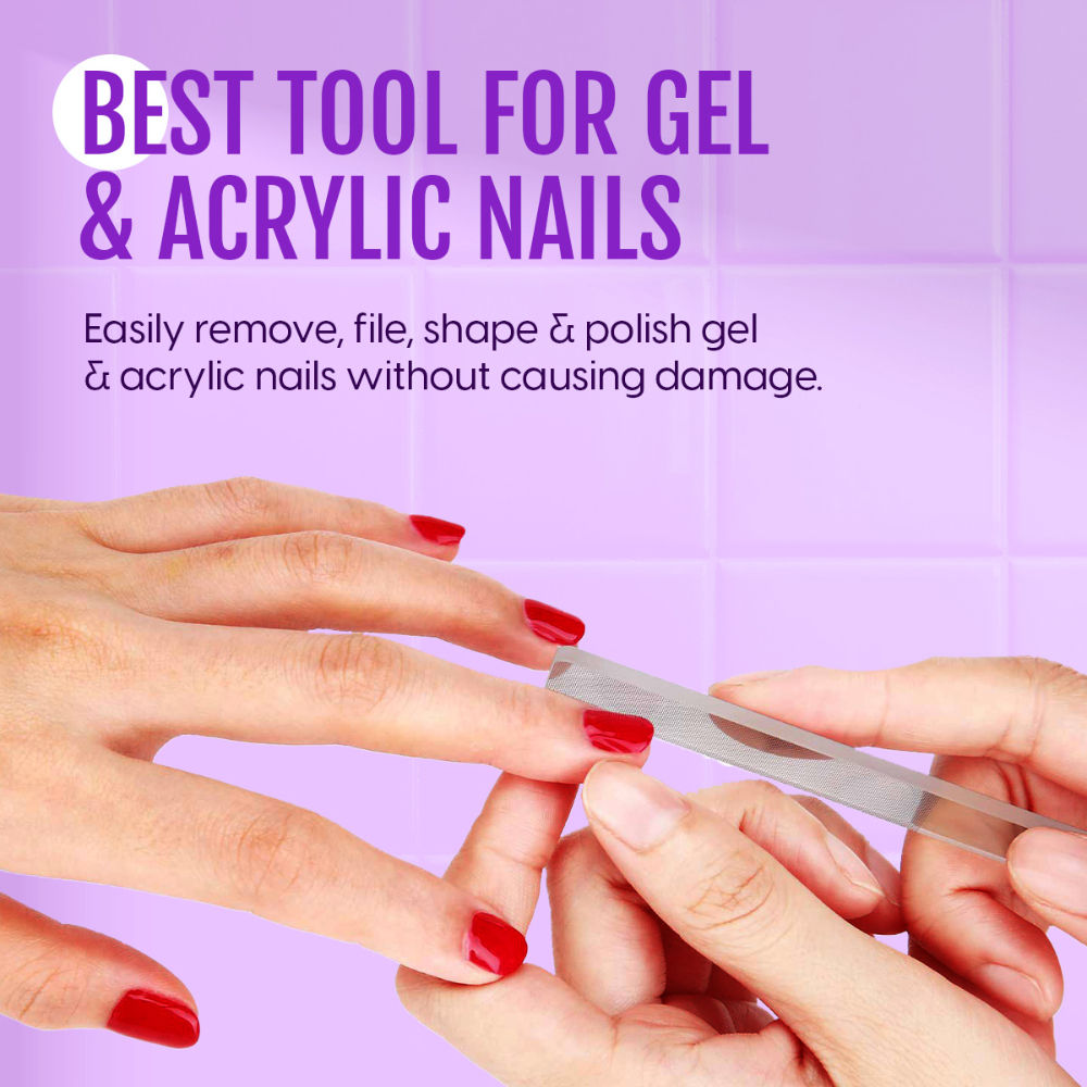 Glass Nail Shiner & Filer Crystal Buffer Shaper Transparent File Manicure Tool with Carry Case