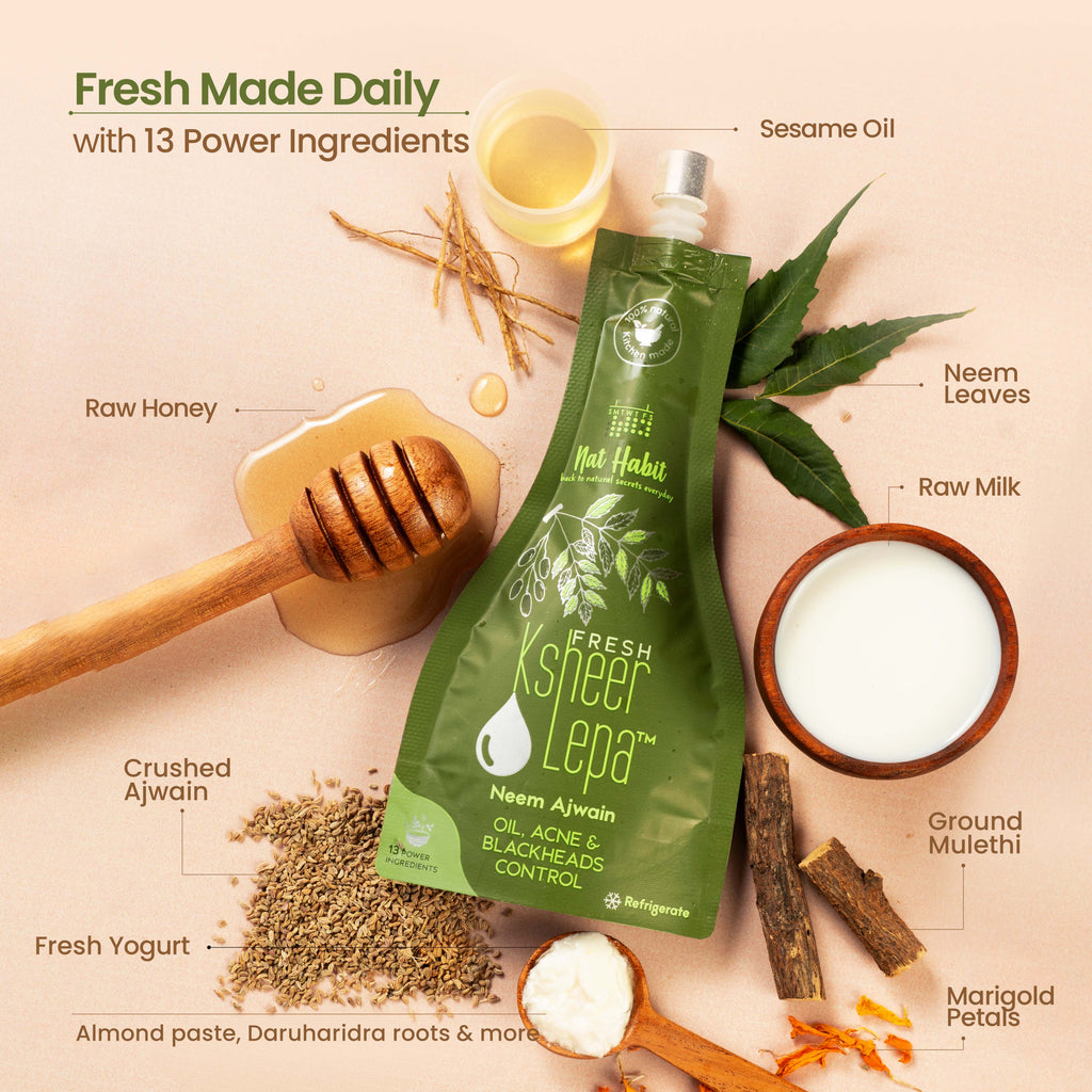 Neem Ajwain Ksheer Lepa, Clay Face Mask for Acne & Blemish Prone Skin, Ayurvedic Face Pack