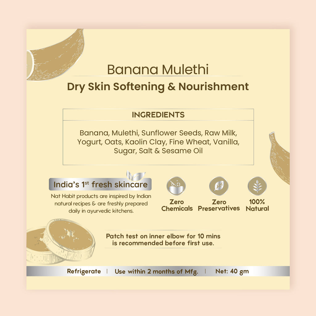 Banana Mulethi Ksheer Lepa, Clay Face Mask for Dry Skin Nourishment, Ayurvedic Face Pack