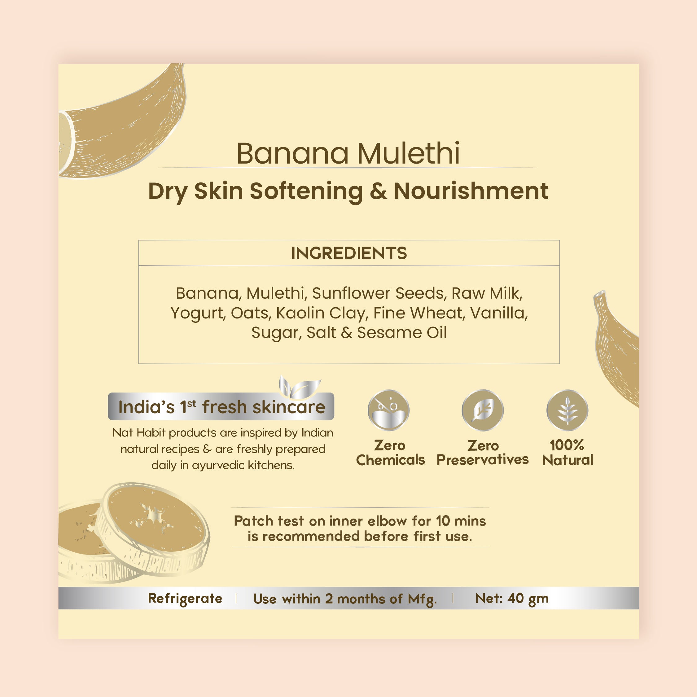 Banana Mulethi Ksheer Lepa, Clay Face Mask for Dry Skin Nourishment, Ayurvedic Face Pack