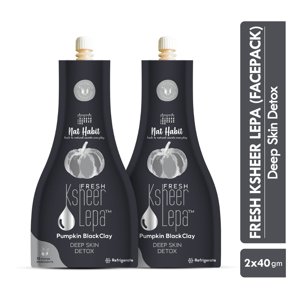 Pumpkin Black Clay Ksheer Lepa, Activated Charcoal Face Mask for Skin Detox,Clay Face Pack