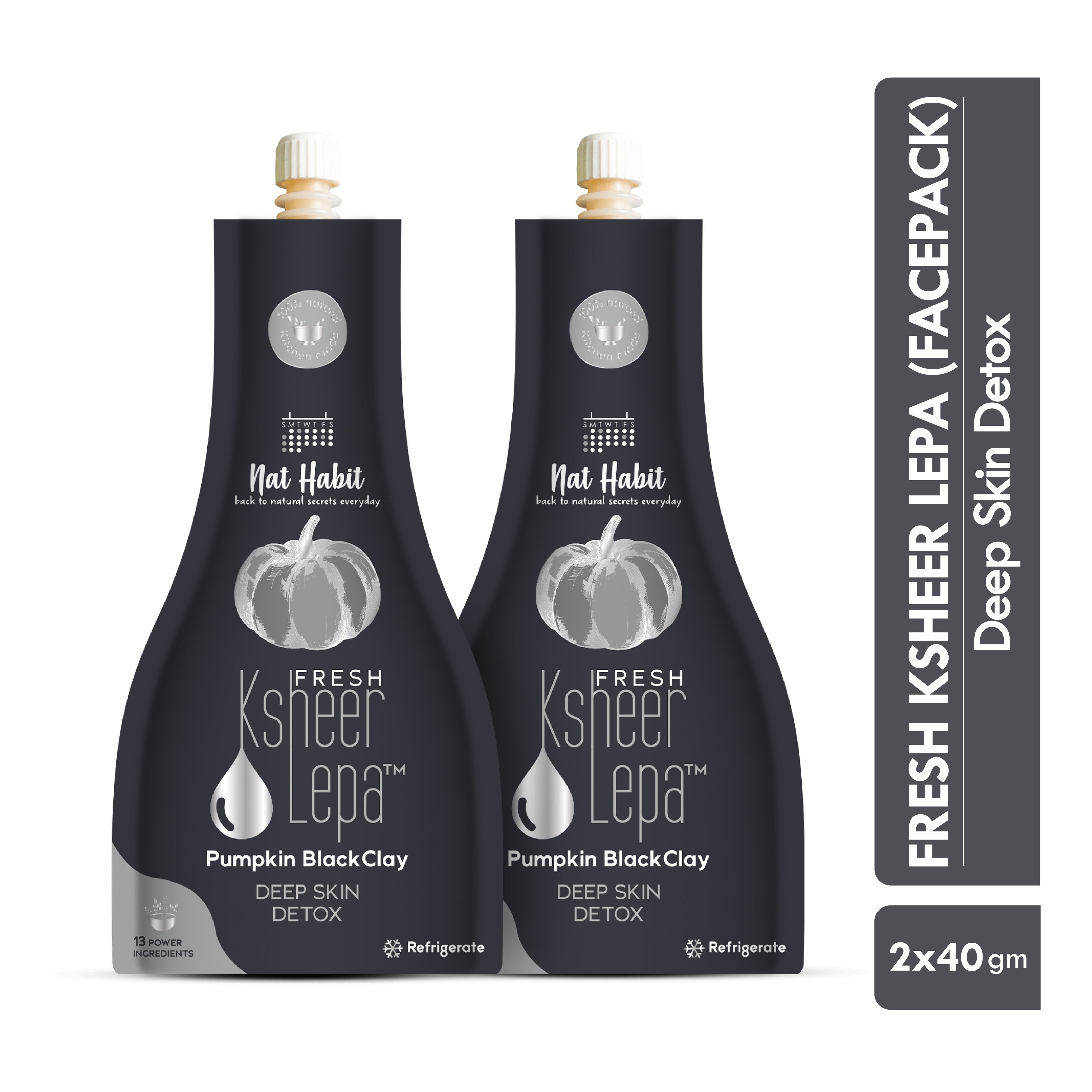 Pumpkin Black Clay Ksheer Lepa, Activated Charcoal Face Mask for Skin Detox,Clay Face Pack