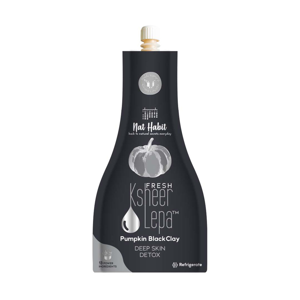Pumpkin Black Clay Ksheer Lepa, Activated Charcoal Face Mask for Skin Detox,Clay Face Pack