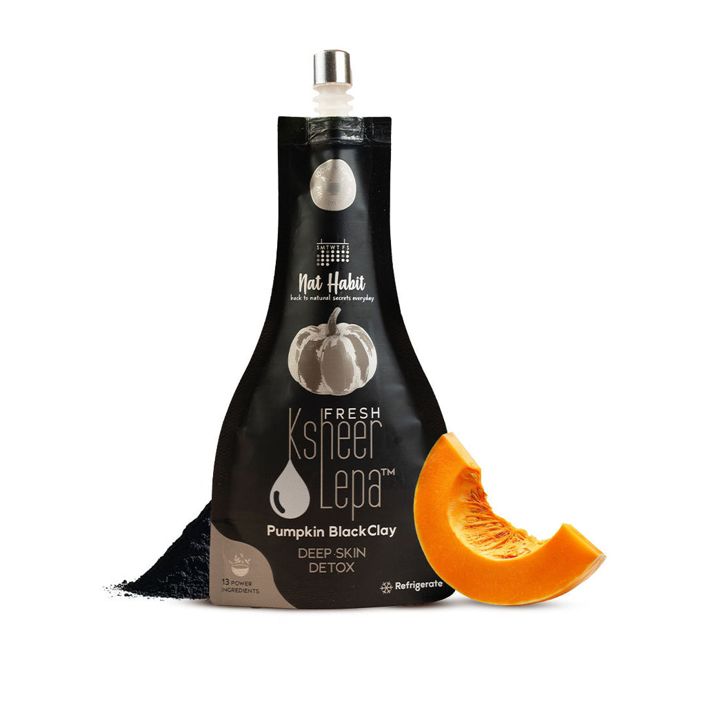Pumpkin Black Clay Ksheer Lepa, Activated Charcoal Face Mask for Skin Detox,Clay Face Pack
