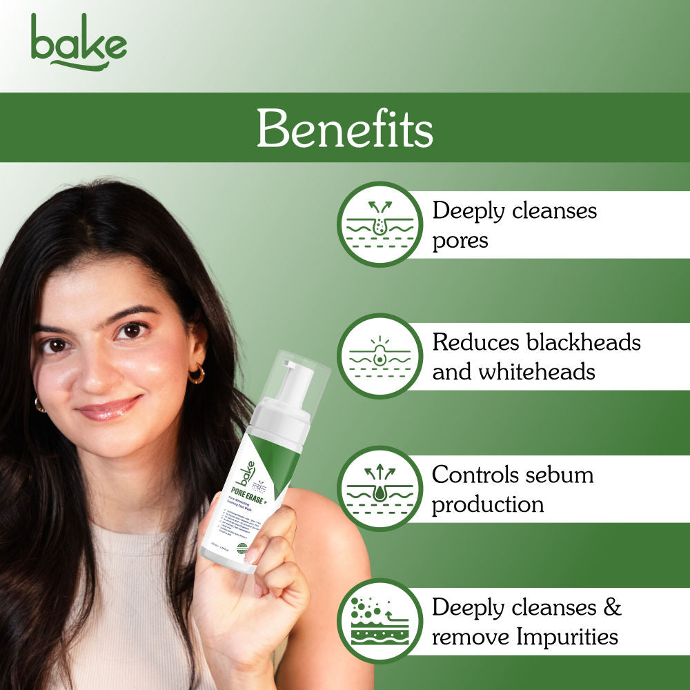 Pore Erase + Foaming Face Wash for Pore Cleansing, Blackhead Removal & Oil Control