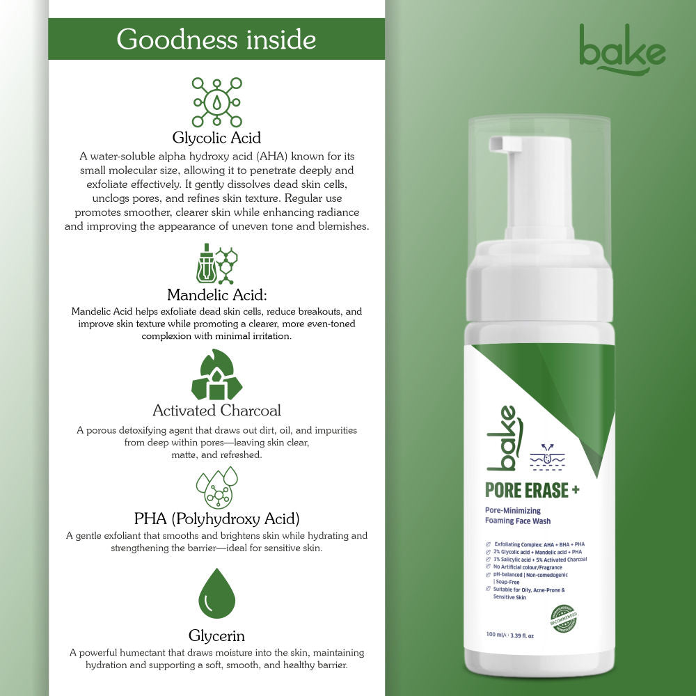 Pore Erase + Foaming Face Wash for Pore Cleansing, Blackhead Removal & Oil Control