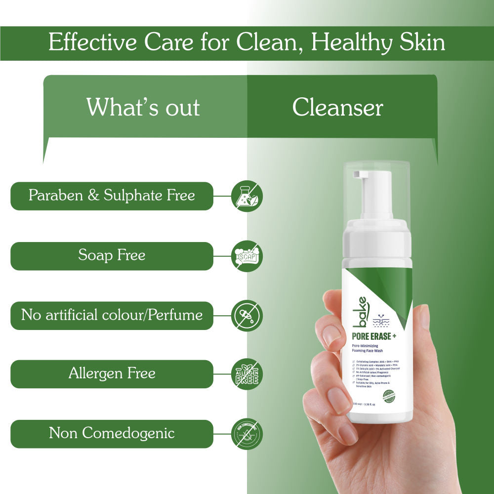 Pore Erase + Foaming Face Wash for Pore Cleansing, Blackhead Removal & Oil Control