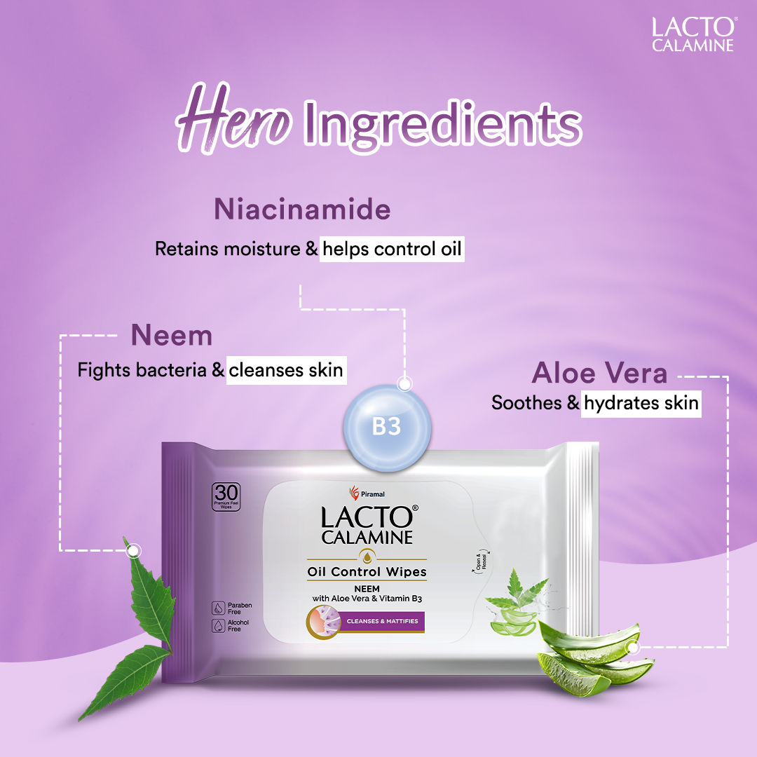 Oil Control Face Wipes, Makeup Remover Wipes With Neem & Aloe 30 Usable Wipes