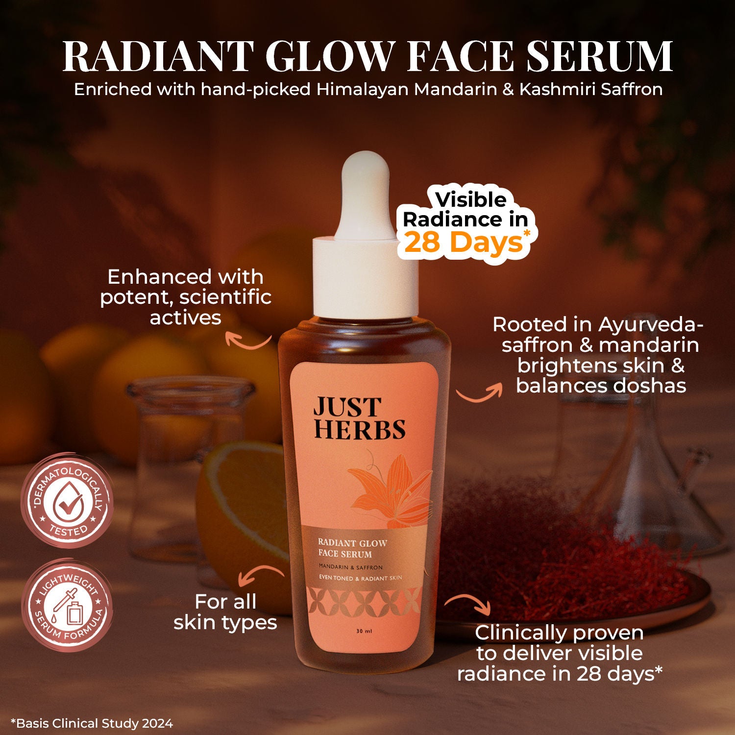 Radiant Glow Face Serum - Mandarin and Saffron
