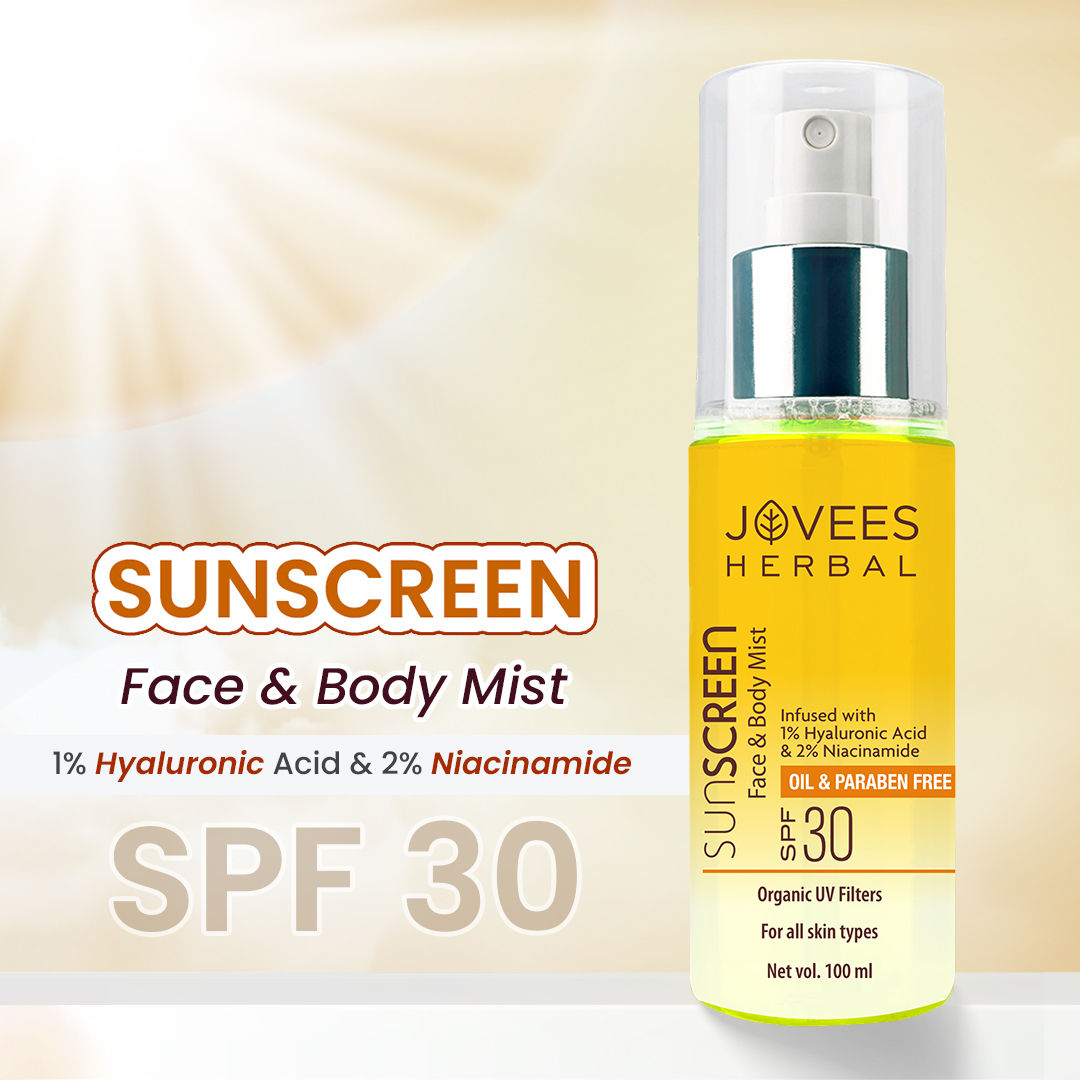 Herbal Sunscreen Mist SPF 30 Lightweight, Hyaluronic Acid
