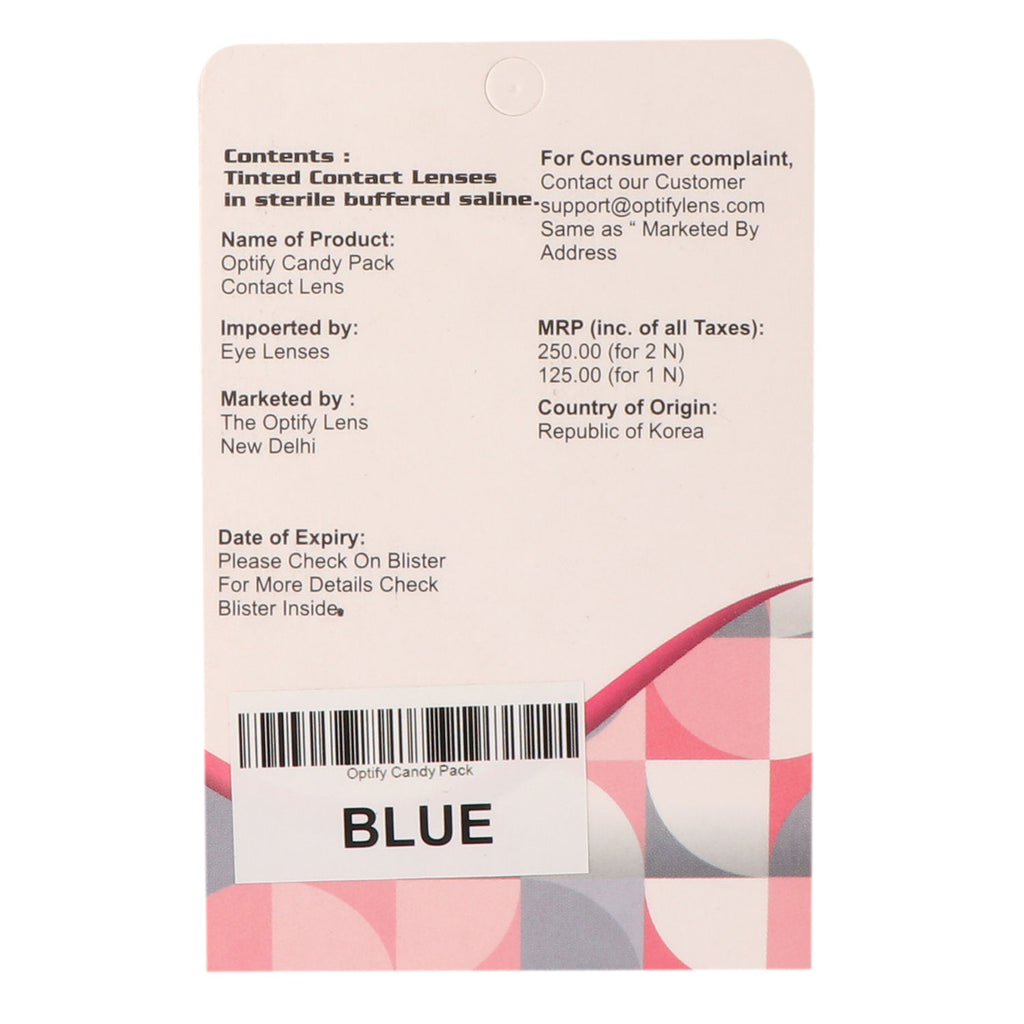 Candy Pack Colored Contact Lenses Zero Power - Blue
