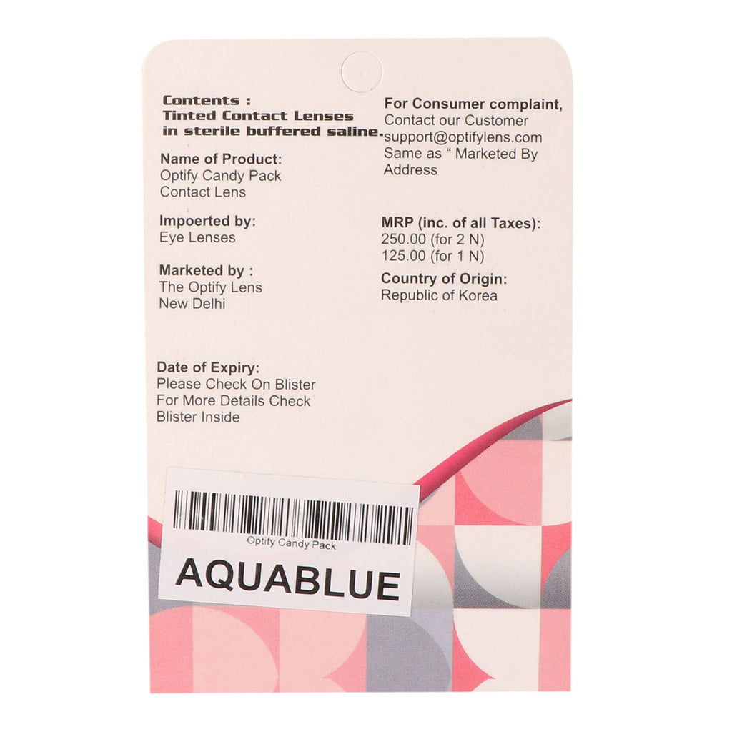 Candy Pack Colored Contact Lenses Zero Power - Aqua Blue