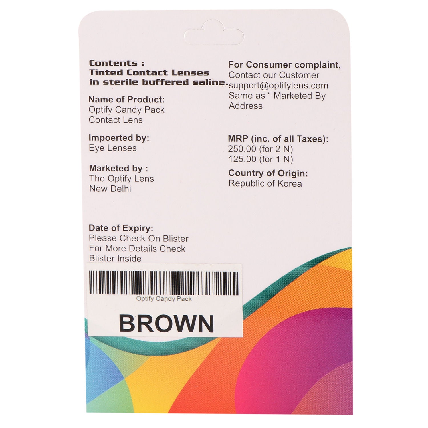 Candy Pack Colored Contact Lenses Zero Power - Brown