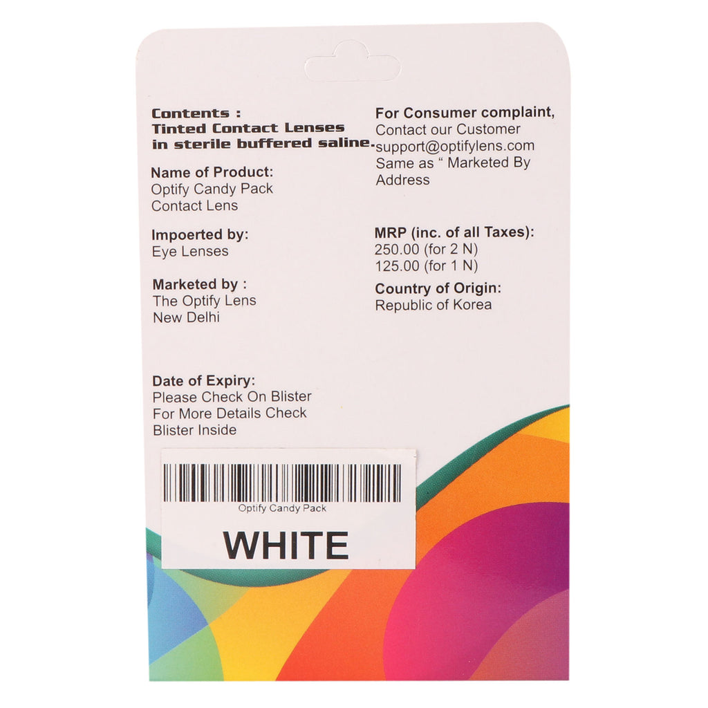 Candy Pack Colored Contact Lenses Zero Power - White