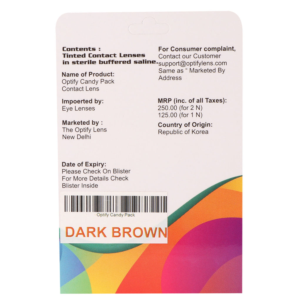 Candy Pack Colored Contact Lenses Zero Power - Dark Brown