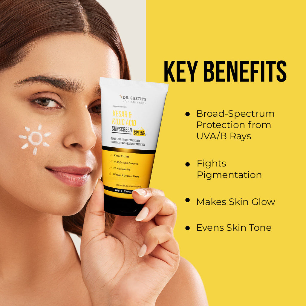 Kesar & Kojic Sunscreen SPF 50+ PA++++ In-Vivo Tested for Pigmentation-Free Skin(50g)