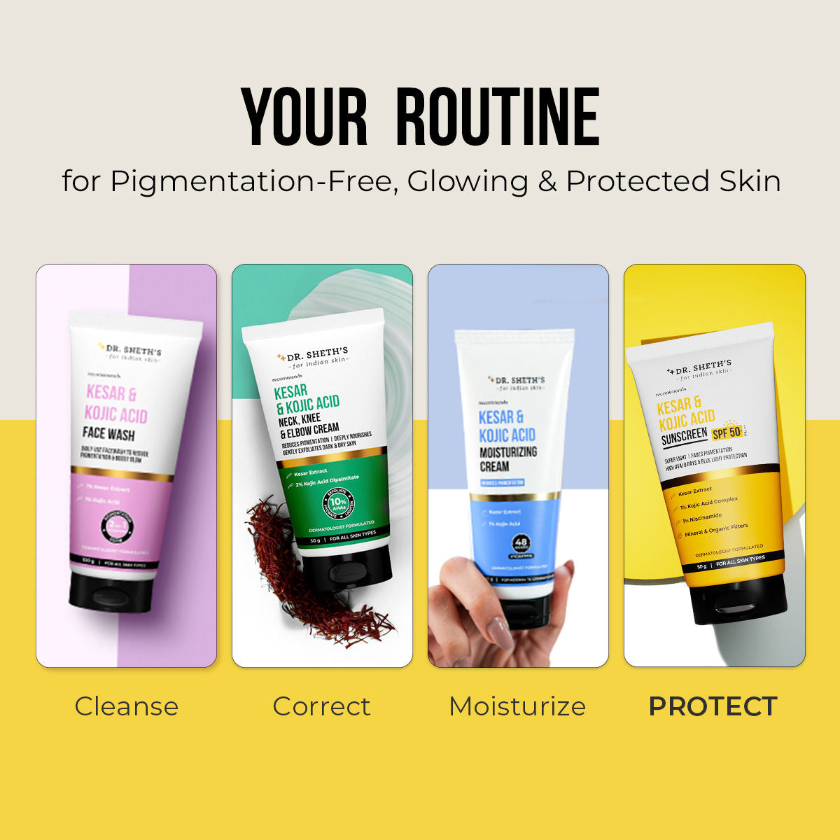 Kesar & Kojic Sunscreen SPF 50+ PA++++ In-Vivo Tested for Pigmentation-Free Skin(50g)