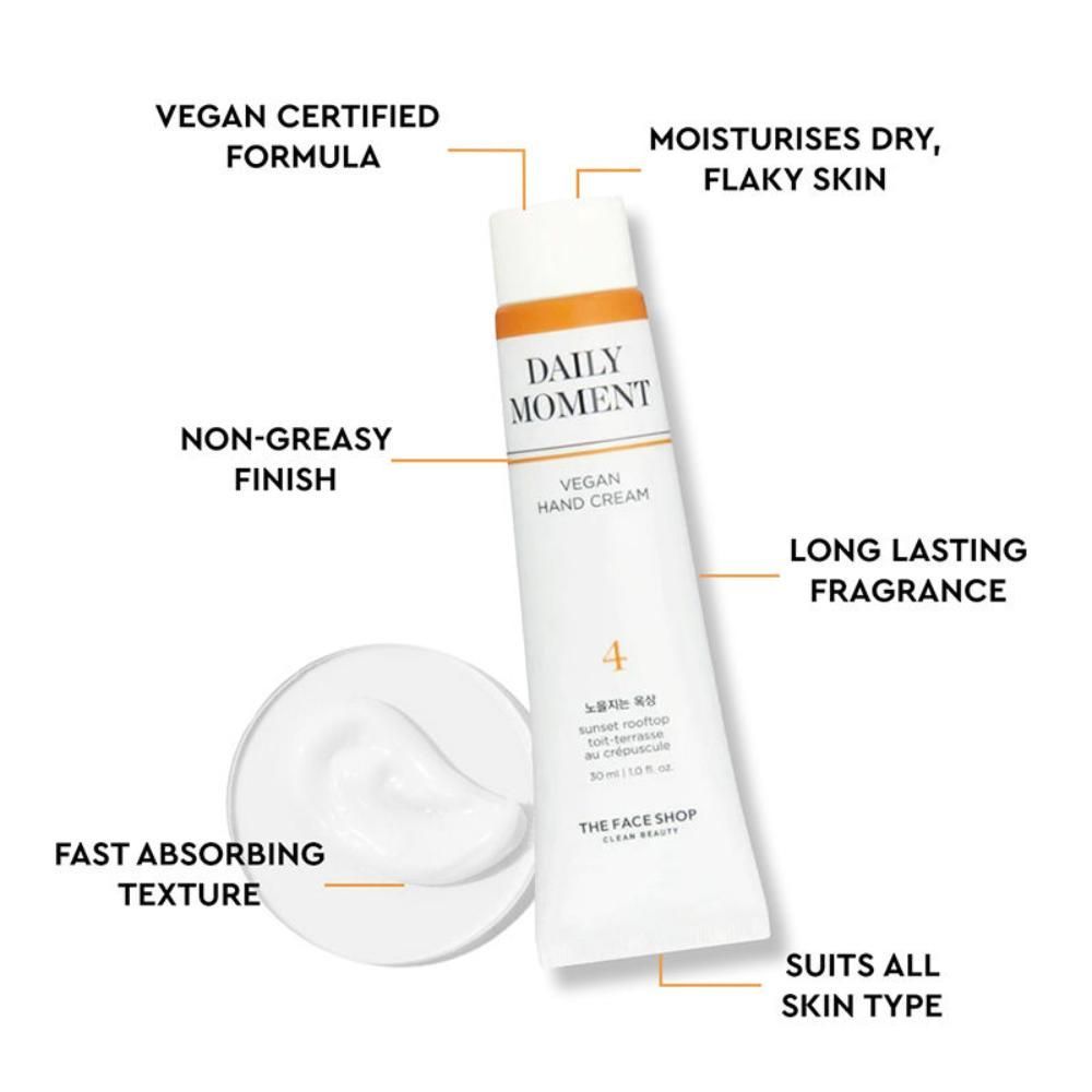 Non-Greasy Korean Vegan Hand Cream - Sunset Rooftop With Hyaluronic Acid