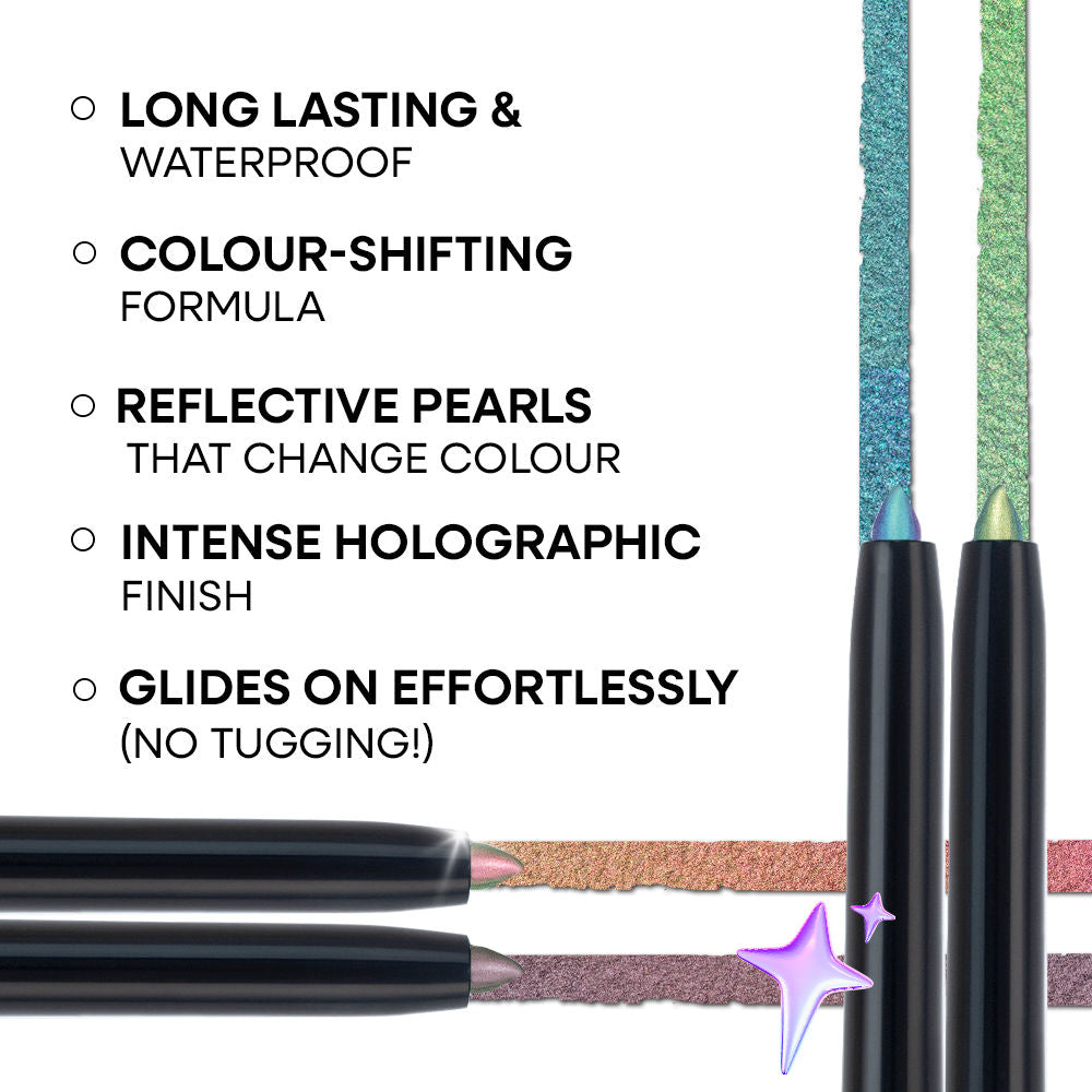 Nykaa Stardust Holographic Long Lasting Waterproof Smudgeproof Chrome Pencil Eyeliner