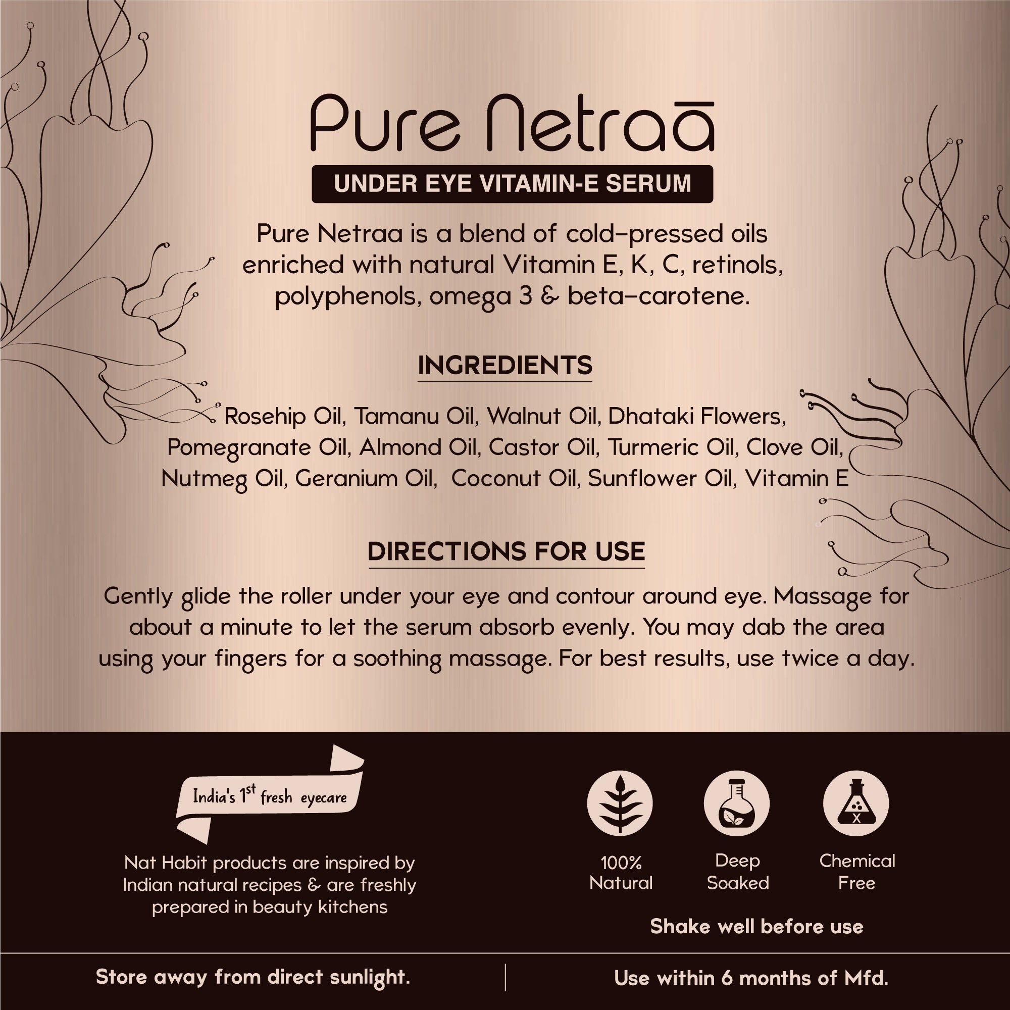 Pure Netraa Under Eye Serum For Dark Circle & Puffiness Reduction With Vitamin C & Retinol
