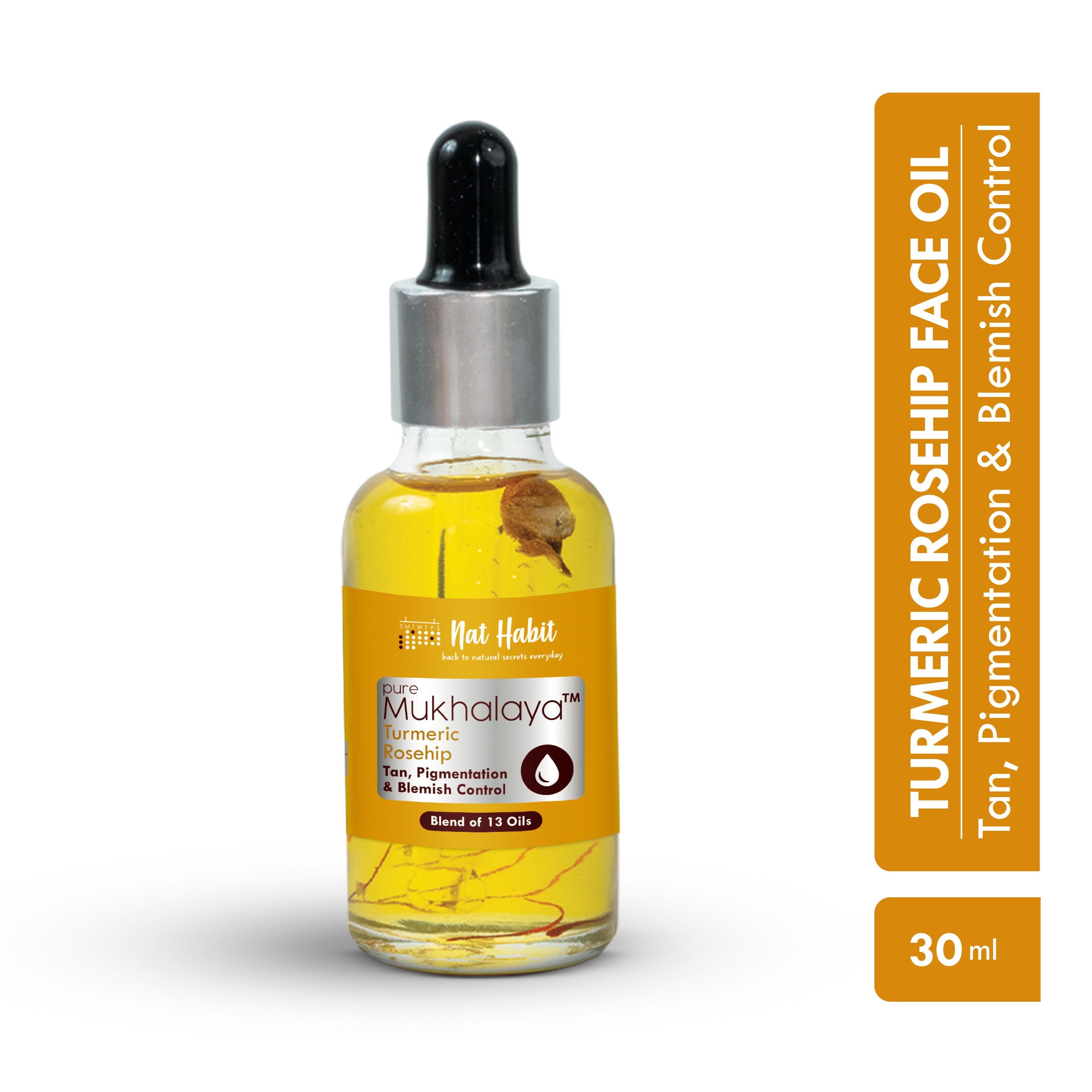 Pure Turmeric Rosehip Face Oil For Gua Sha, Tan Pigmentation & Blemish Control Mukhalaya