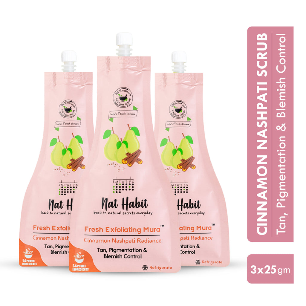Cinnamon Nashpati Radiance Exfoliating Face Mura, Face Scrub for Tan, Pigmentation,Blemish