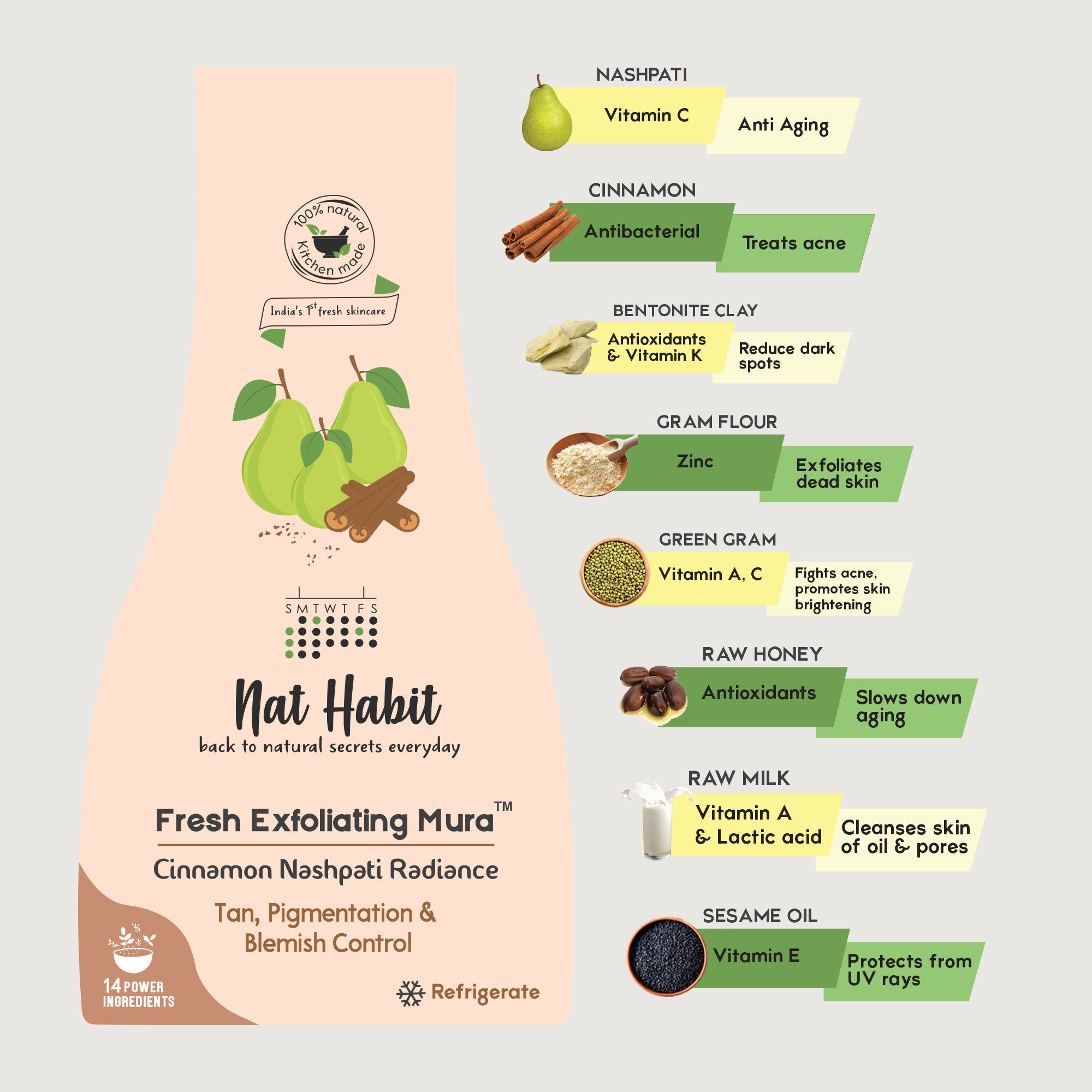 Cinnamon Nashpati Radiance Exfoliating Face Mura, Face Scrub for Tan, Pigmentation,Blemish