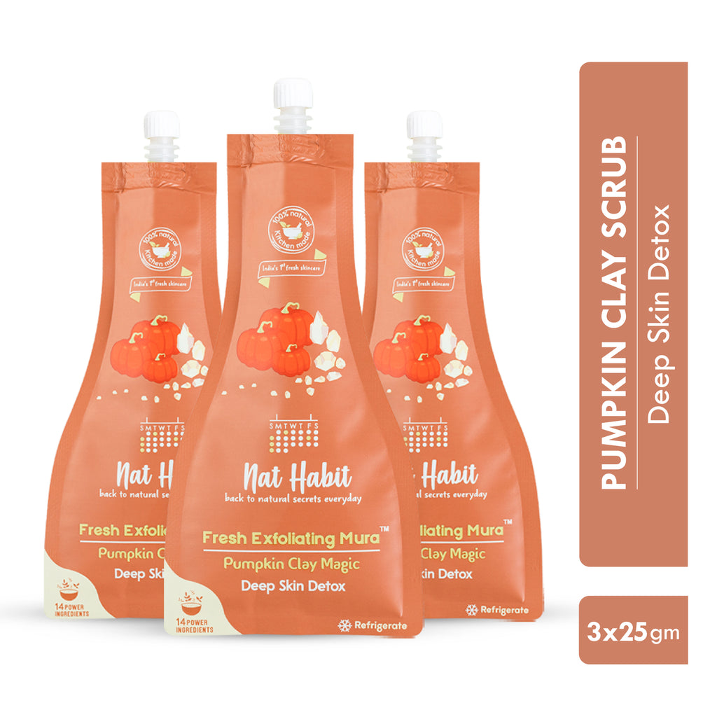Pumpkin Clay Exfoliating Mura, Face Scrub for Deep Skin Detox with Natural Salicylic Acid