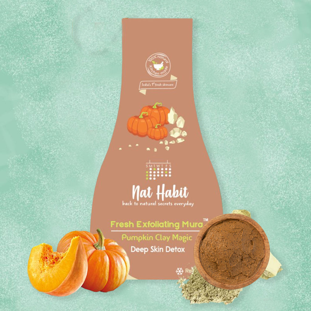 Pumpkin Clay Exfoliating Mura, Face Scrub for Deep Skin Detox with Natural Salicylic Acid