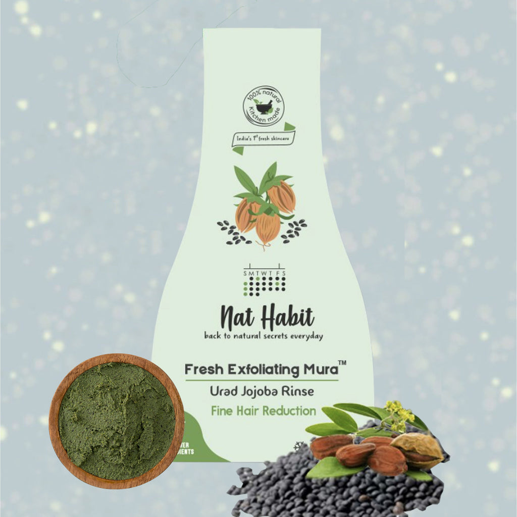 Urad Jojoba Exfoliating Mura, Ayurvedic Face Scrub for Fine Hair Reduction and Blackheads
