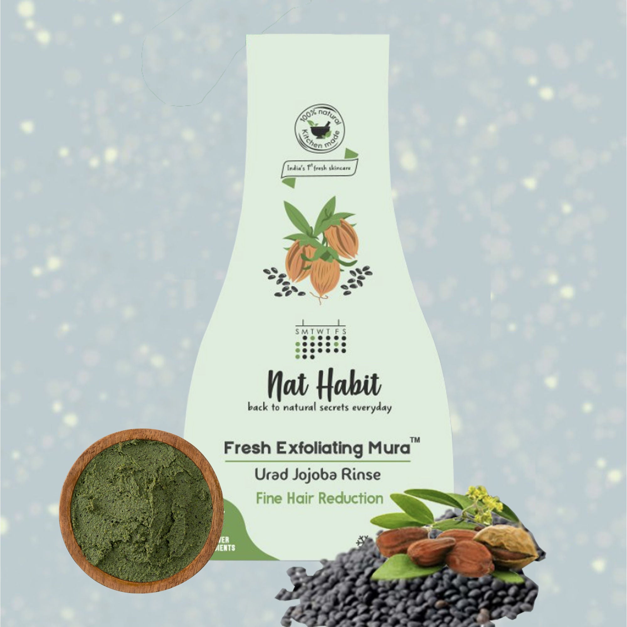 Urad Jojoba Exfoliating Mura, Ayurvedic Face Scrub for Fine Hair Reduction and Blackheads