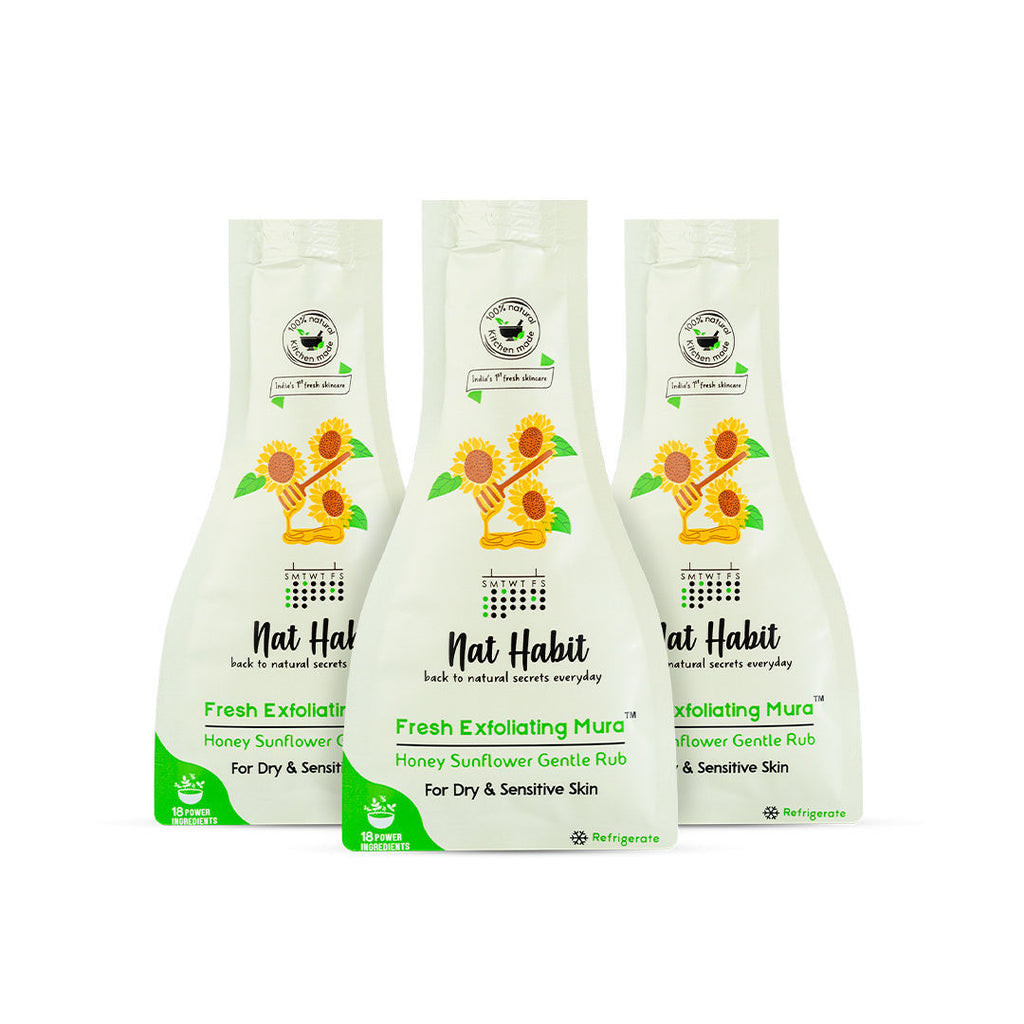 Honey Sunflower Exfoliating Mura, Face Scrub for Dry & Sensitive Skin, Ayurvedic Scrubber