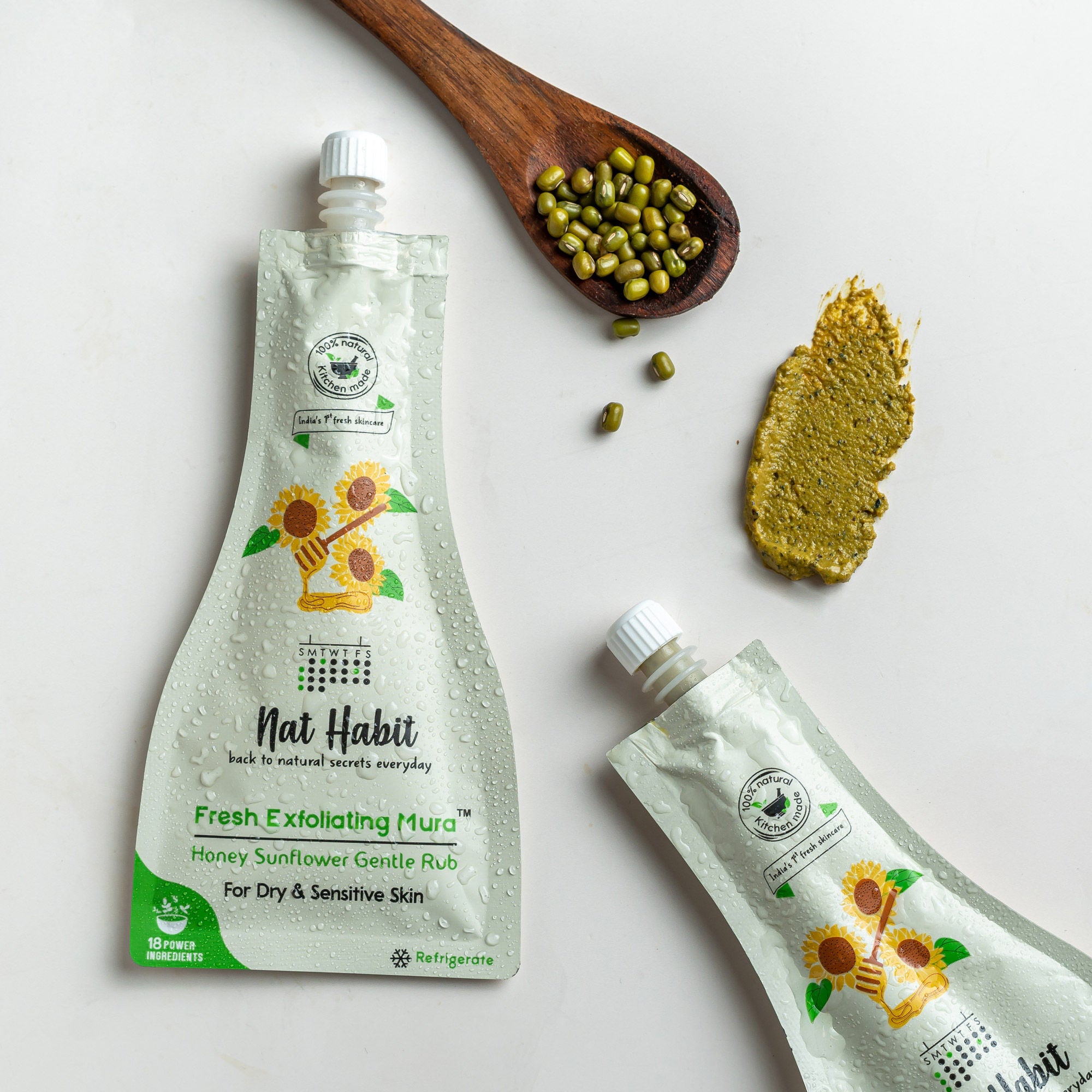 Honey Sunflower Exfoliating Mura, Face Scrub for Dry & Sensitive Skin, Ayurvedic Scrubber