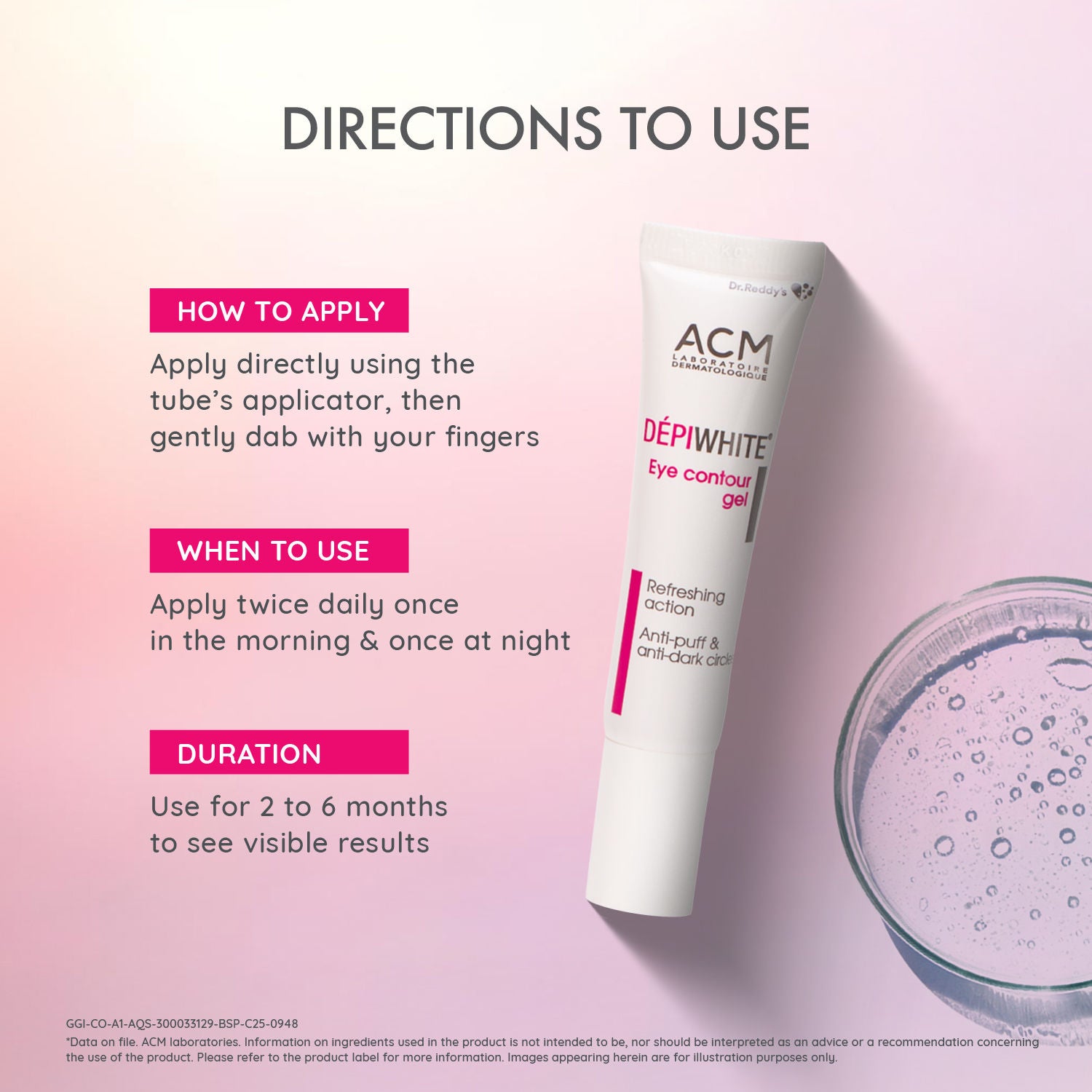Dr. Reddy's Depiwhite Eye Contour Gel, De-puffing and brightening