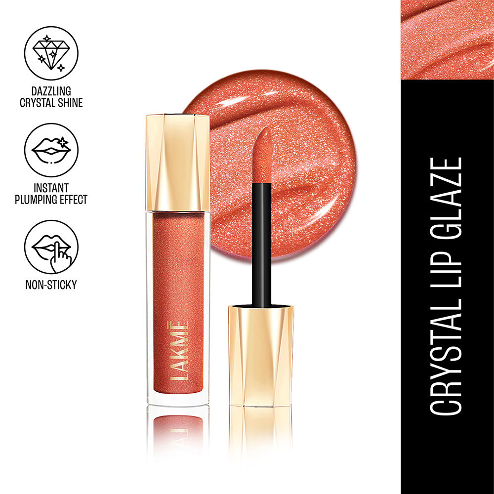 Glitterati Lip Glaze, High Shine Plumper Lip Gloss Oil with Collagen - Honey Haze
