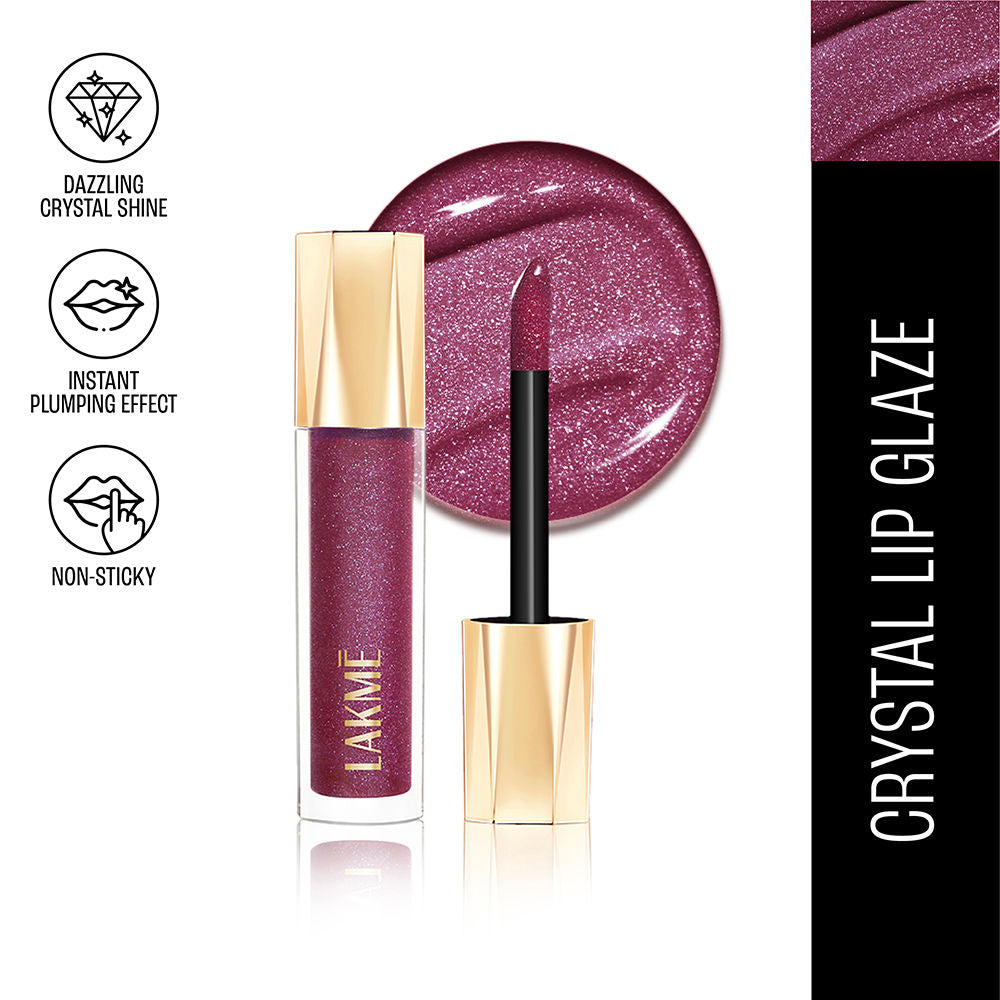 Glitterati Lip Glaze, High Shine Plumper Lip Gloss Oil with Collagen - Berry Sparkler