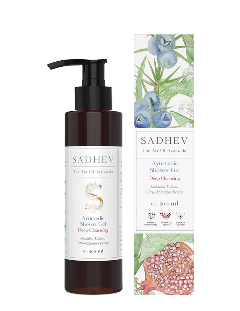 Ayurvedic Shashtika Tailam, Citrus & Juniper Berries Deep Cleansing Shower Gel