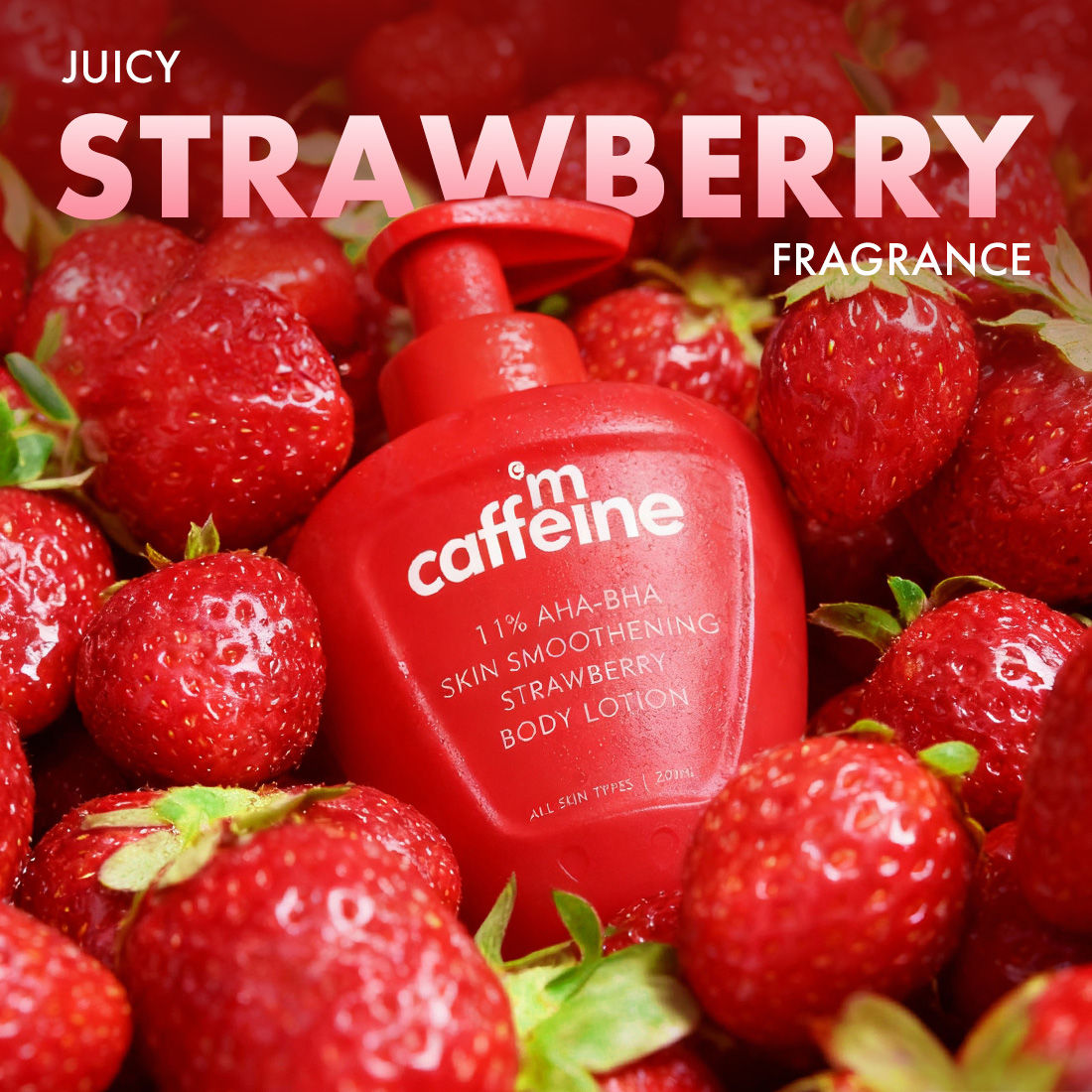 11% AHA BHA Strawberry Body Lotion for Smooth Skin, Gently Exfoliates, 72H Moisturization