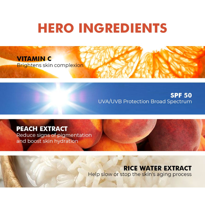 Peach Sunscreen SPF 50 PA++++ With Vitamin C And Rice Water Extract