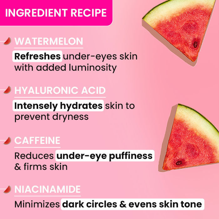 Watermelon Cooling Hydrogel Eye Patches, With Hyaluronic & Niacinamide, Depuffs & Cools
