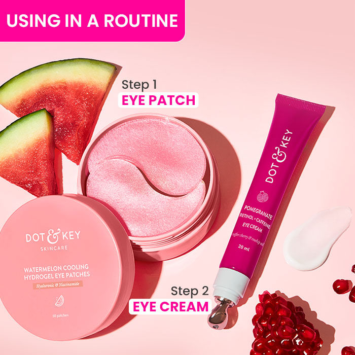 Watermelon Cooling Hydrogel Eye Patches, With Hyaluronic & Niacinamide, Depuffs & Cools