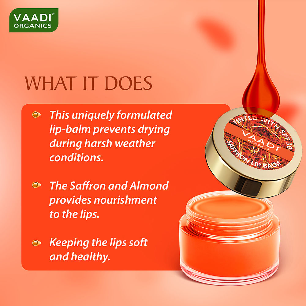 Tinted Saffron Lip Balm with SPF30 for Dry, Chapped & Sun Damaged Lips