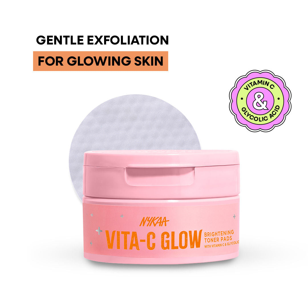 Vita-C Glow Brightening Toner Pads-Glycolic Acid & Vitamin C For Glow & Exfoliation