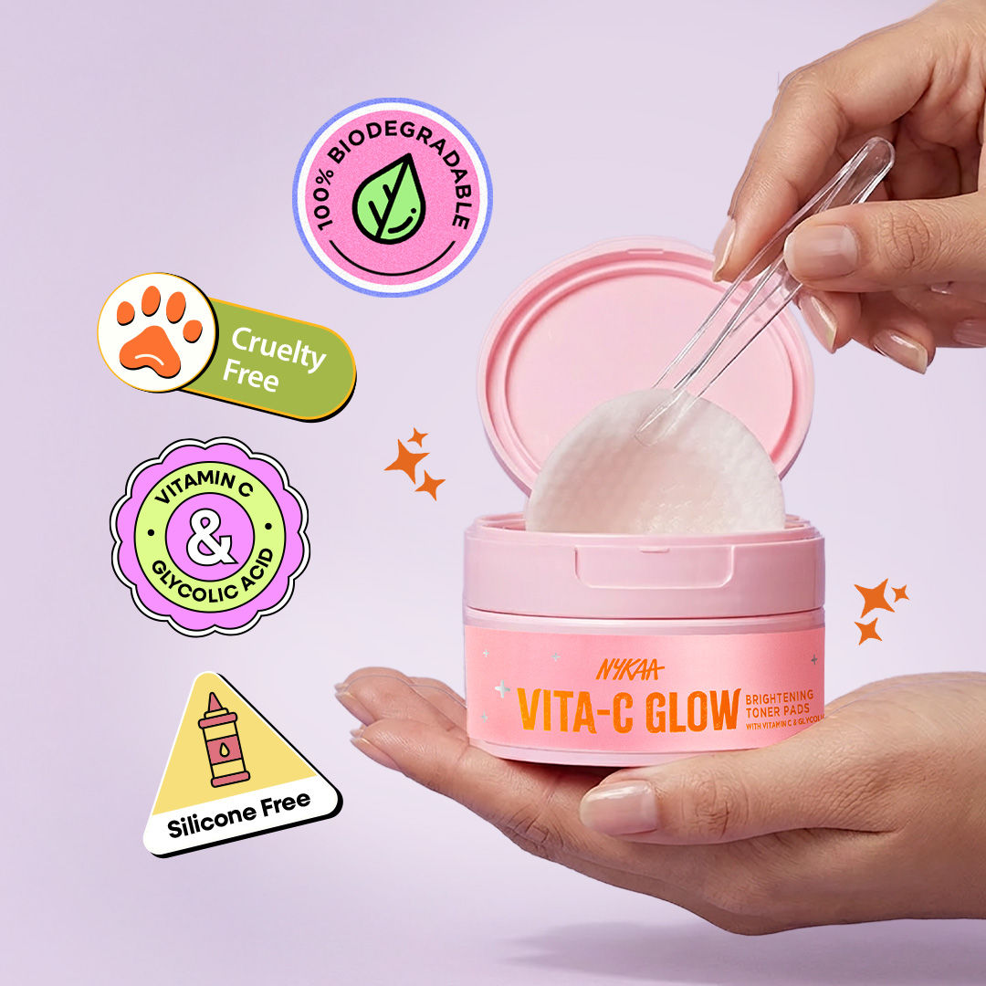 Vita-C Glow Brightening Toner Pads-Glycolic Acid & Vitamin C For Glow & Exfoliation