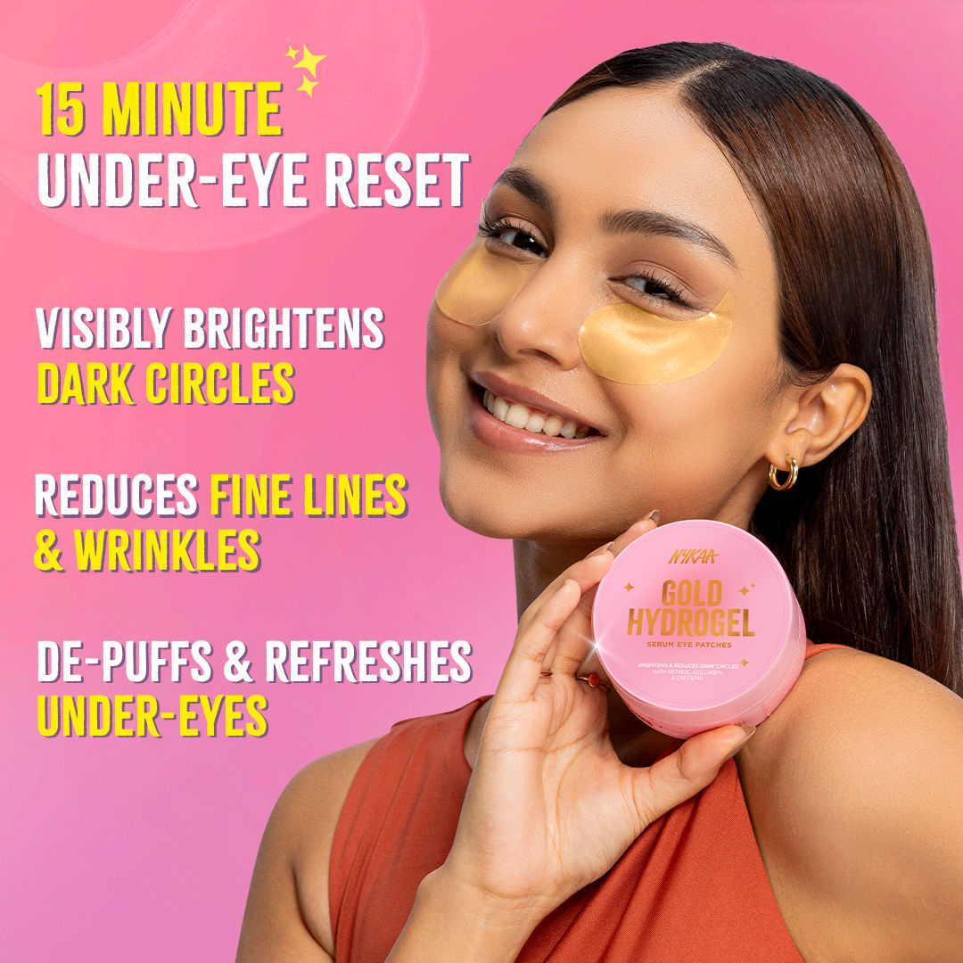 Gold Hydrogel Under Eye Patches-Caffeine & Collagen For Dark Circles, Hydration & De-Puff