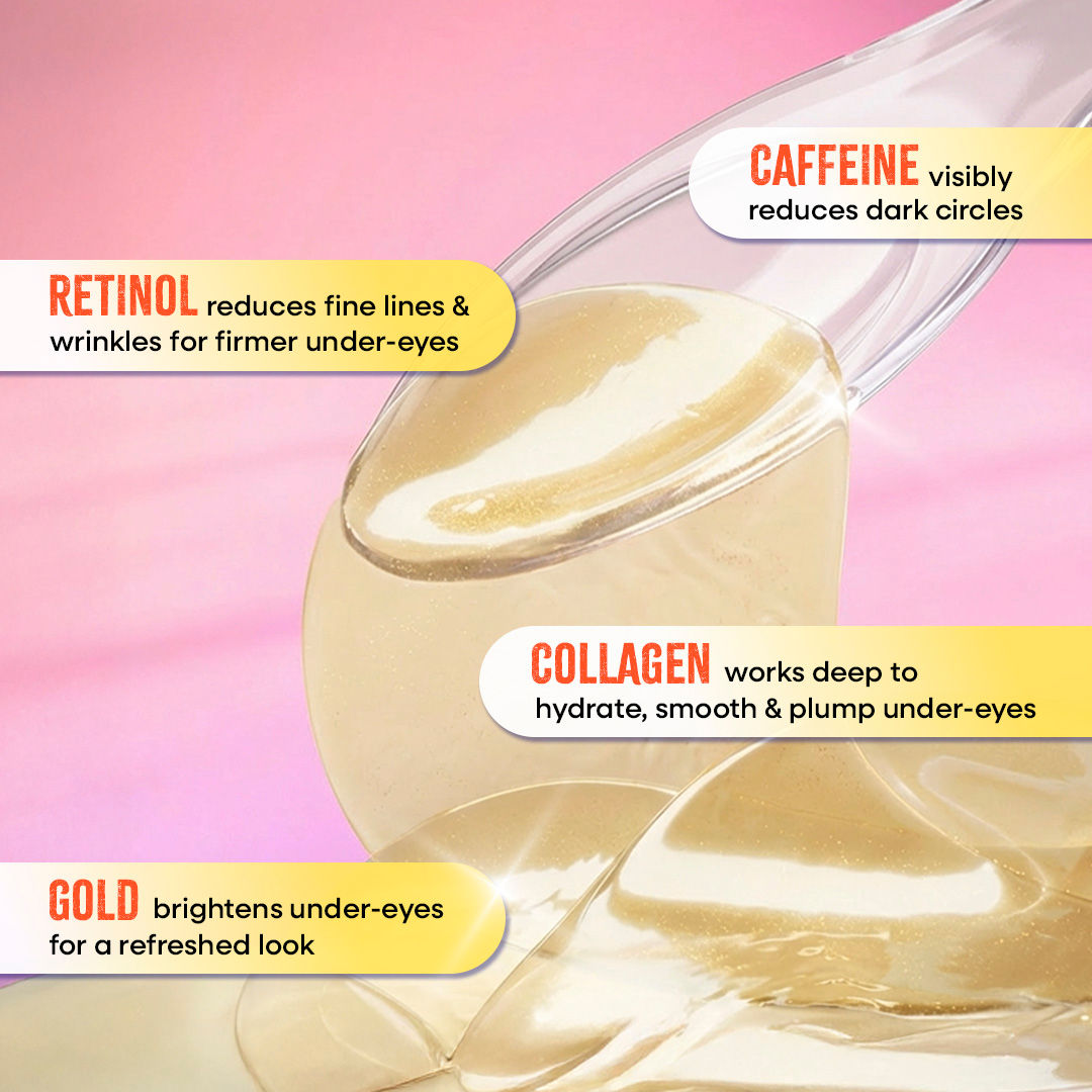 Gold Hydrogel Under Eye Patches-Caffeine & Collagen For Dark Circles, Hydration & De-Puff