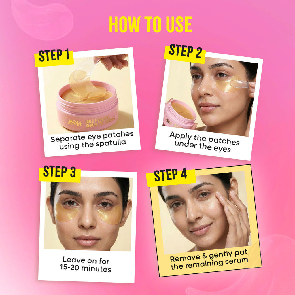 Gold Hydrogel Under Eye Patches-Caffeine & Collagen For Dark Circles, Hydration & De-Puff