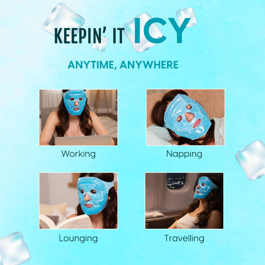 Ice Face Mask with Cooling Gel for Facial Puffiness, Reduced Dark Circles & Under Eyes (Blue)
